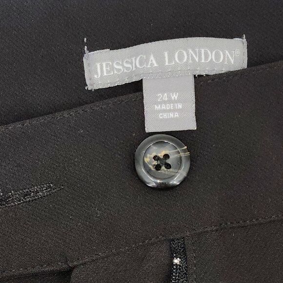 Jessica London Sequins Stripe Tux Pants Trousers 24W Black Straight Leg Formal - Picture 3 of 9